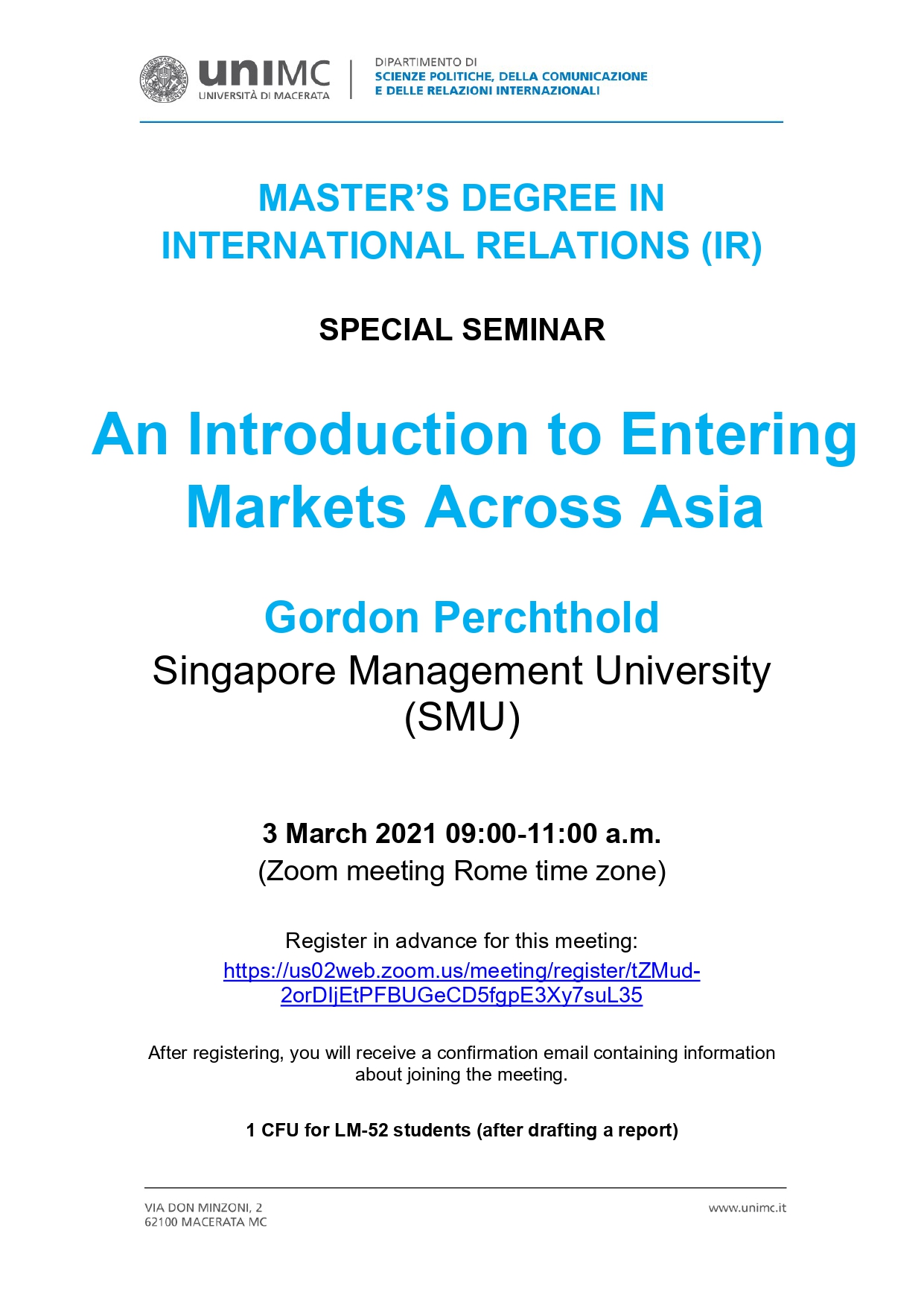 Seminar: "An Introduction to Entering Markets Across Asia"