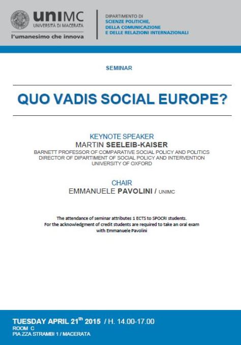 SEMINAR. Quo vadis social Europe?