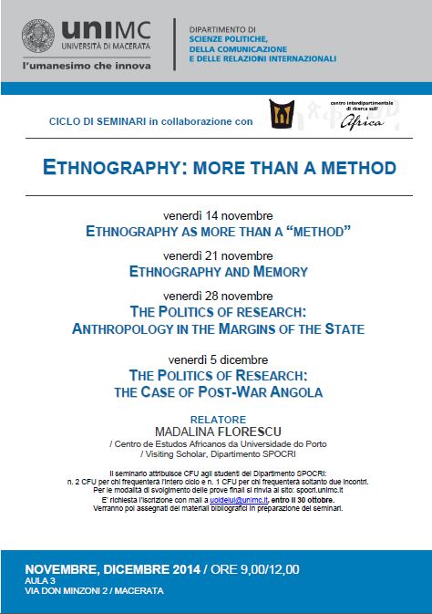 Seminars on ETHNOGRAPHY: MORE THAN A METHOD