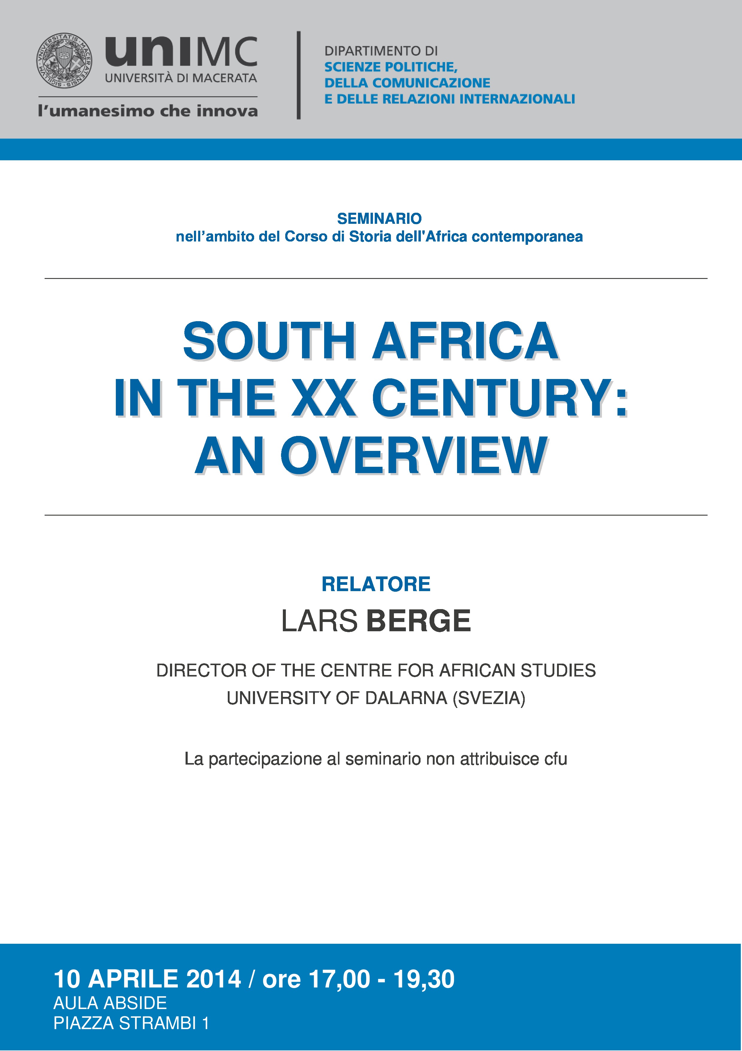 South Africa in the XX Century: an overview