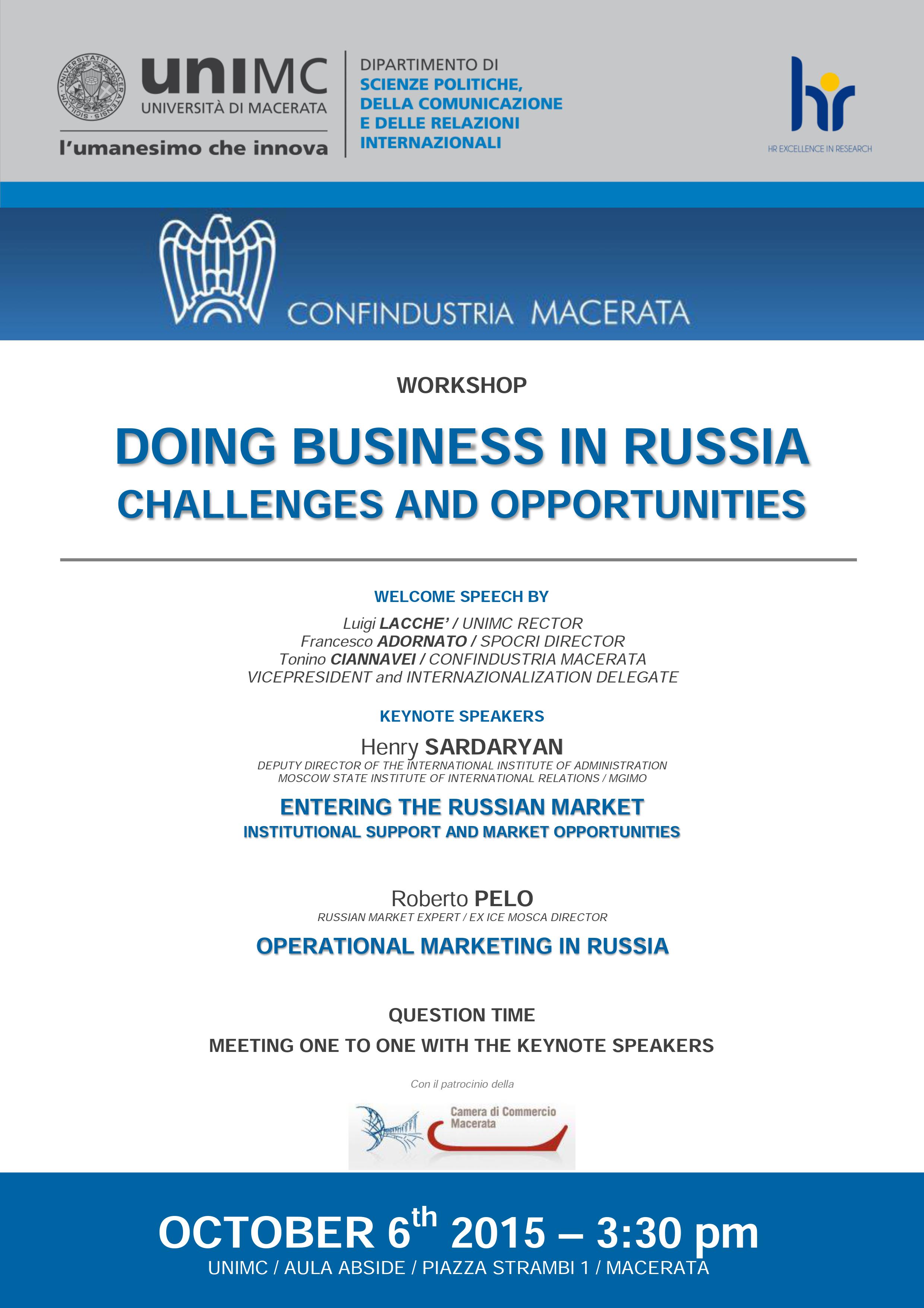 WORKSHOP "Doing business in Russia - challenges and opportunities''